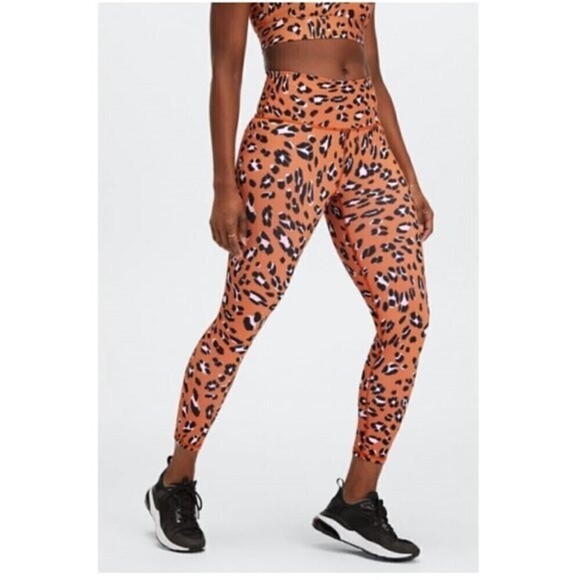 Fabletics Orange Leopard Define PowerHold High-Waisted 7/8 Legging Size M - Picture 1 of 10